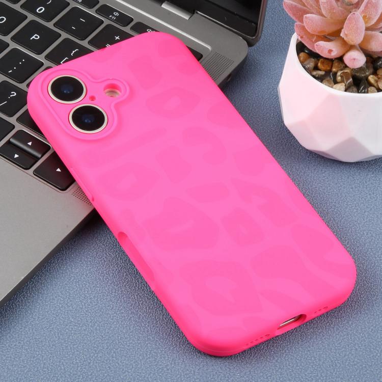 For iPhone 16 Precision Hole Leopard Print Liquid Silicone Phone Case