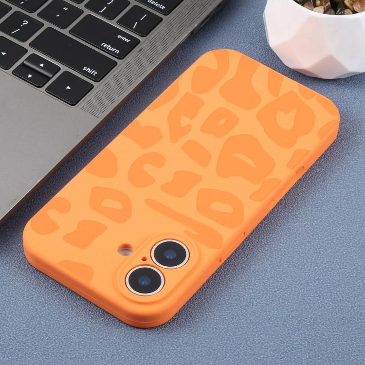 For iPhone 16 Precision Hole Leopard Print Liquid Silicone Phone Case