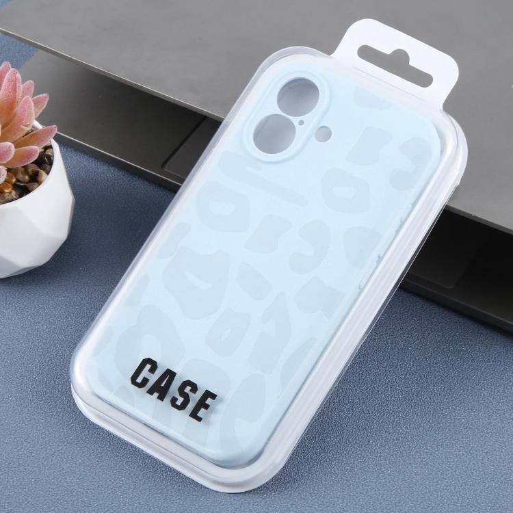For iPhone 16 Precision Hole Leopard Print Liquid Silicone Phone Case