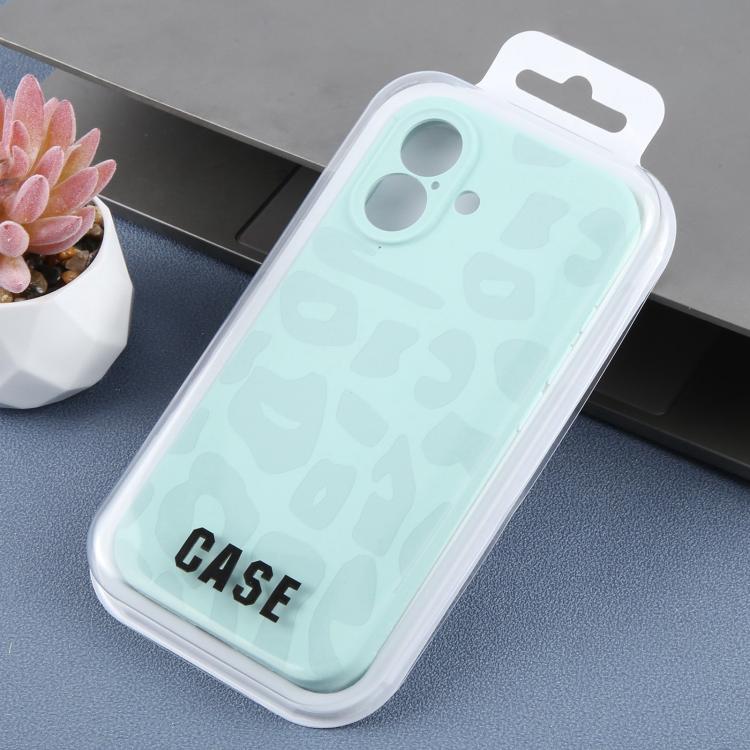 For iPhone 16 Precision Hole Leopard Print Liquid Silicone Phone Case