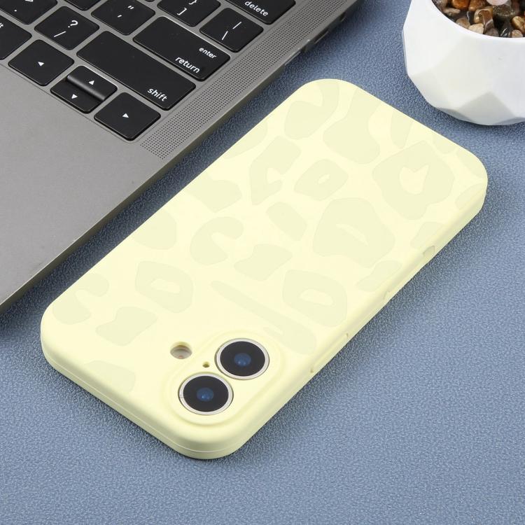 For iPhone 16 Precision Hole Leopard Print Liquid Silicone Phone Case