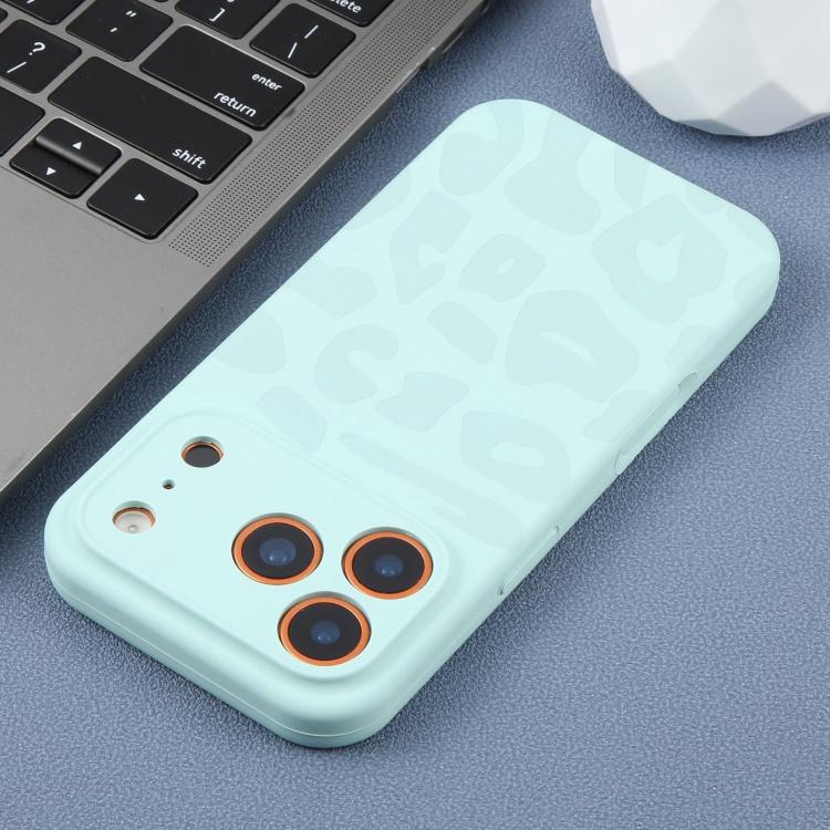 For iPhone 15 Pro Max Precision Hole Leopard Print Liquid Silicone Phone Case