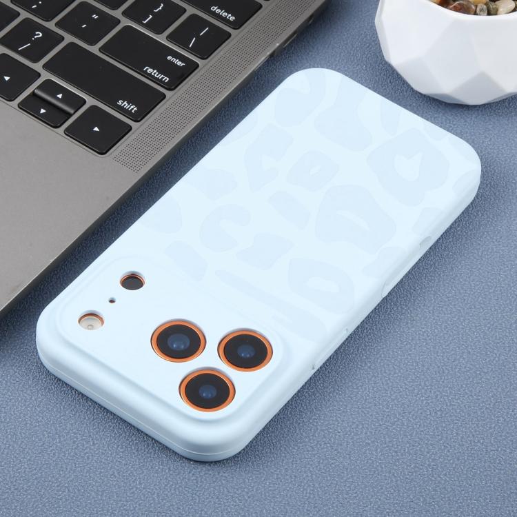 For iPhone 15 Pro Precision Hole Leopard Print Liquid Silicone Phone Case