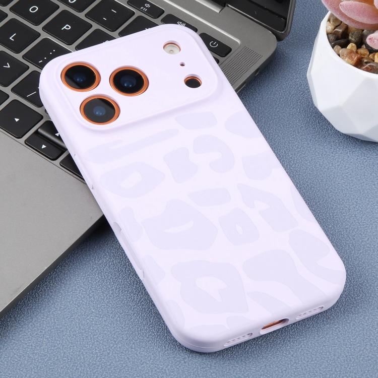 For iPhone 15 Pro Precision Hole Leopard Print Liquid Silicone Phone Case