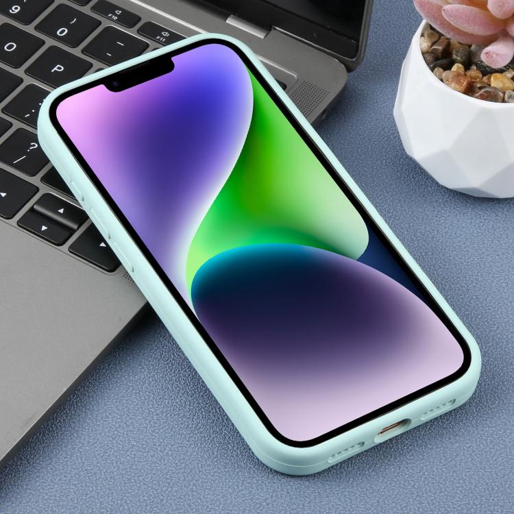 For iPhone 14 Plus Precision Hole Leopard Print Liquid Silicone Phone Case