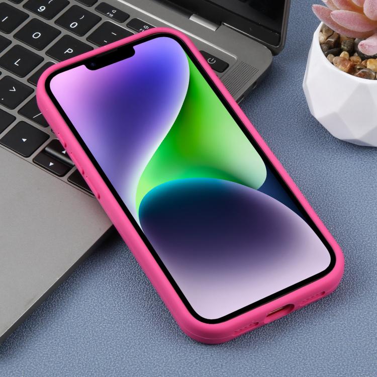 For iPhone 14 Plus Precision Hole Leopard Print Liquid Silicone Phone Case