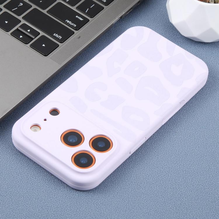 For iPhone 14 Precision Hole Leopard Print Liquid Silicone Phone Case