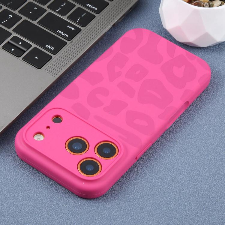 For iPhone 14 Pro Precision Hole Leopard Print Liquid Silicone Phone Case
