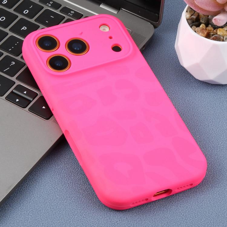 For iPhone 14 Pro Max Precision Hole Leopard Print Liquid Silicone Phone Case