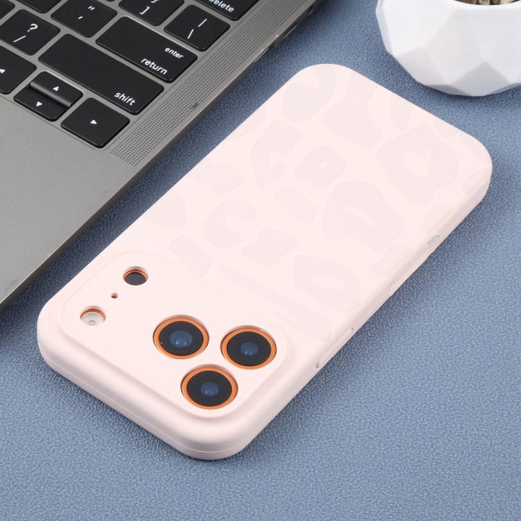 For iPhone 14 Pro Max Precision Hole Leopard Print Liquid Silicone Phone Case