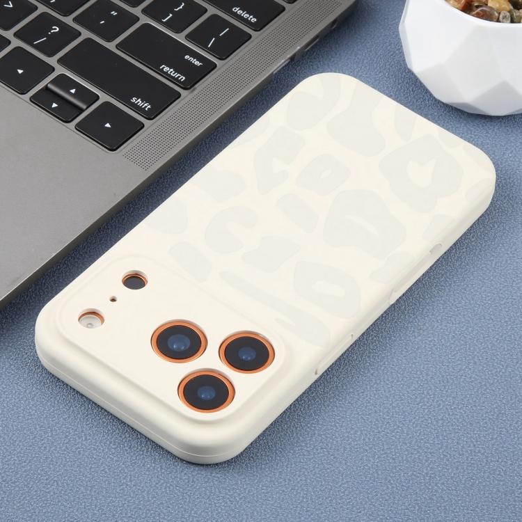 For iPhone 13 Pro Max Precision Hole Leopard Print Liquid Silicone Phone Case