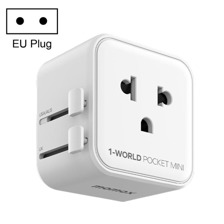MOMAX UA37 1-World Pocket Mini Ultra-thin Universal Travel Adapter, Plug:EU Plug