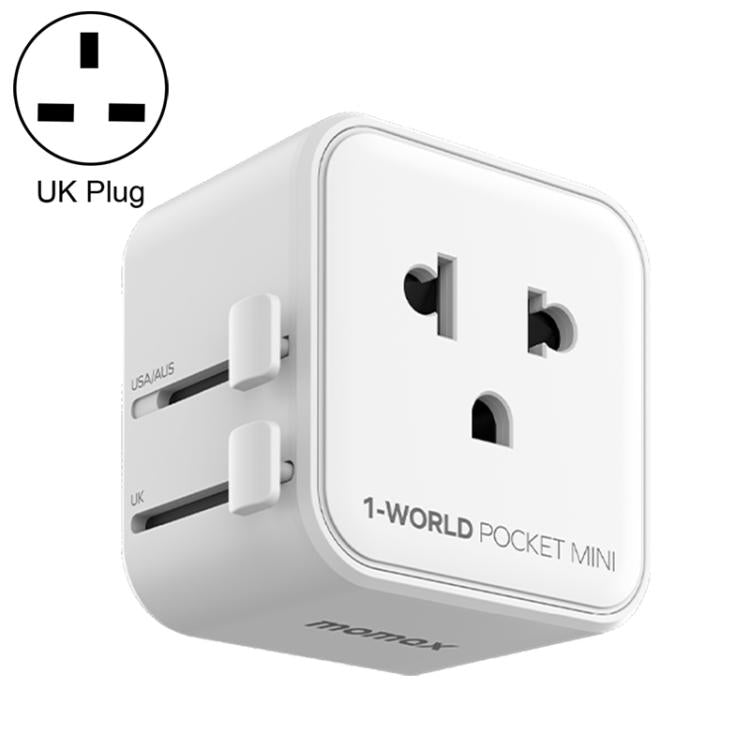 MOMAX UA37 1-World Pocket Mini Ultra-thin Universal Travel Adapter, Plug:UK Plug