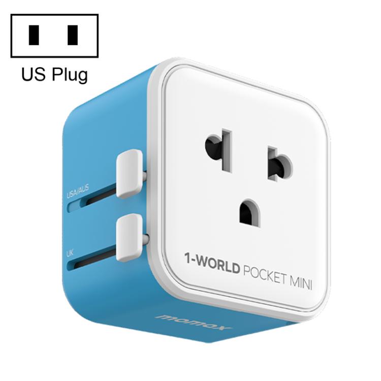 MOMAX UA37 1-World Pocket Mini Ultra-thin Universal Travel Adapter, Plug:US Plug