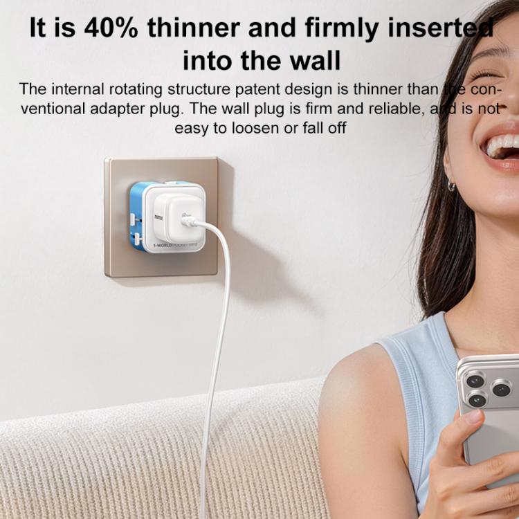 MOMAX UA37 1-World Pocket Mini Ultra-thin Universal Travel Adapter, Plug:US Plug