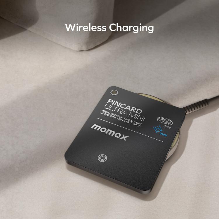 MOMAX BR18D PinCard Ultra Mini Wireless Charging UWB Card Anti-Loss Device - Black
