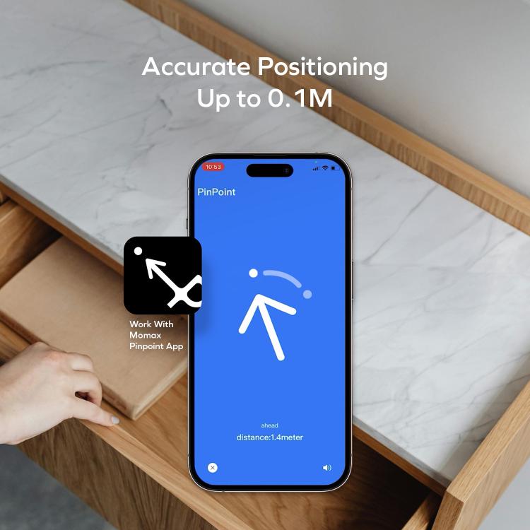 MOMAX BR18D PinCard Ultra Mini Wireless Charging UWB Card Anti-Loss Device - Black