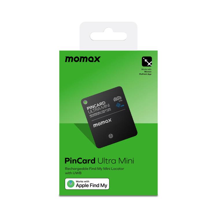 MOMAX BR18D PinCard Ultra Mini Wireless Charging UWB Card Anti-Loss Device - Black