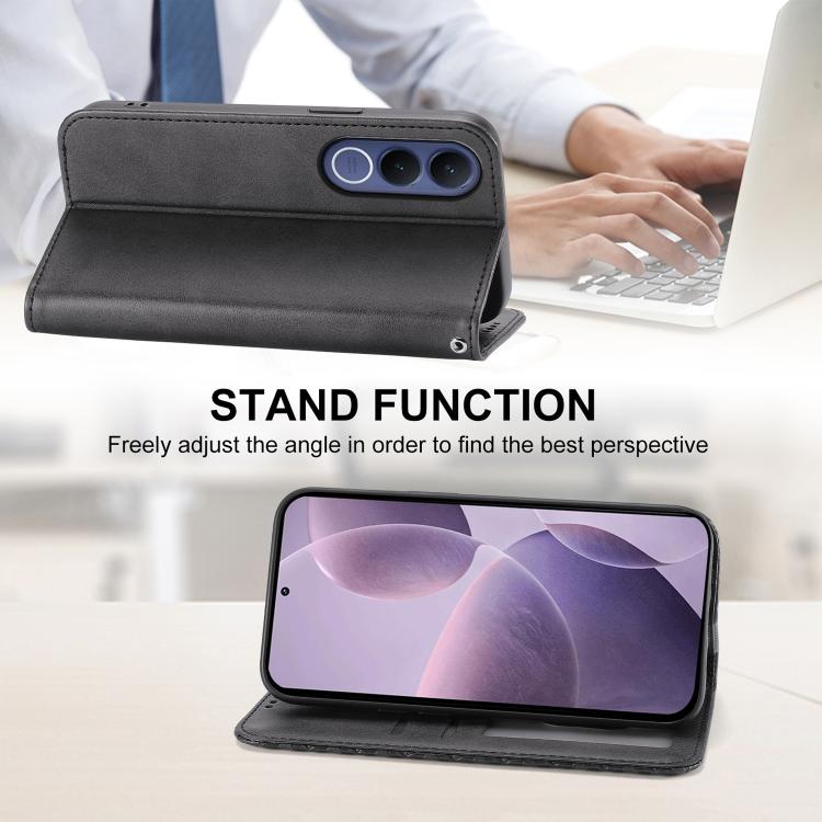 For vivo V70 FE 5G Cubic Grid Calf Texture Magnetic Leather Phone Case