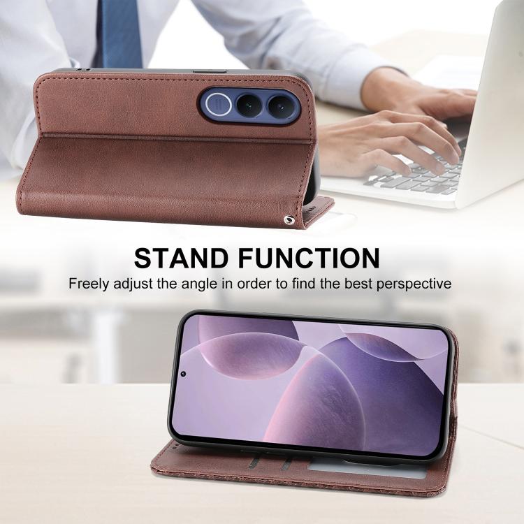 For vivo V70 FE 5G Cubic Grid Calf Texture Magnetic Leather Phone Case