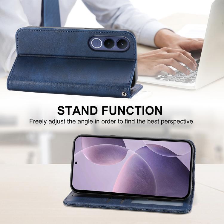 For vivo V70 FE 5G Cubic Grid Calf Texture Magnetic Leather Phone Case