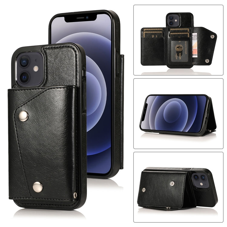For iPhone 12 mini Shockproof PU + TPU Leather Case with Card Slots & Holder & Photo Frame & Wallet & Lanyard