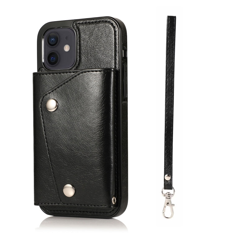 For iPhone 12 mini Shockproof PU + TPU Leather Case with Card Slots & Holder & Photo Frame & Wallet & Lanyard