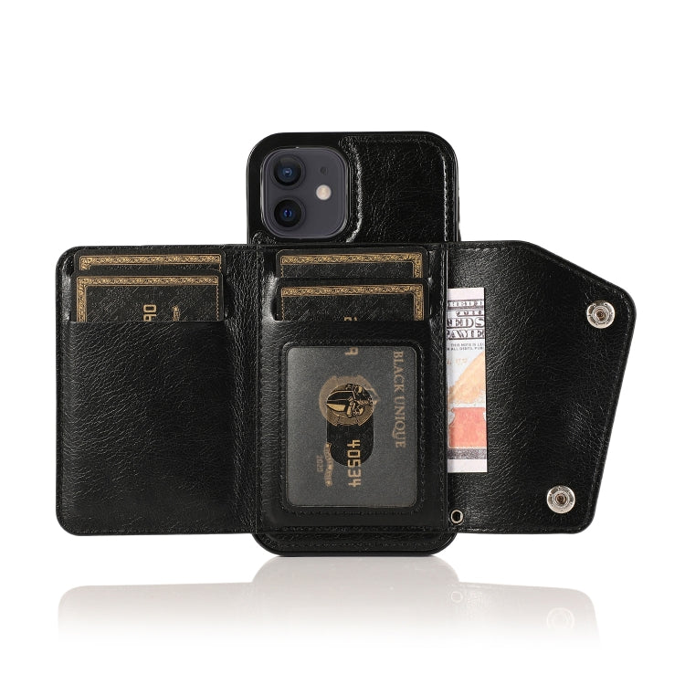 For iPhone 12 mini Shockproof PU + TPU Leather Case with Card Slots & Holder & Photo Frame & Wallet & Lanyard