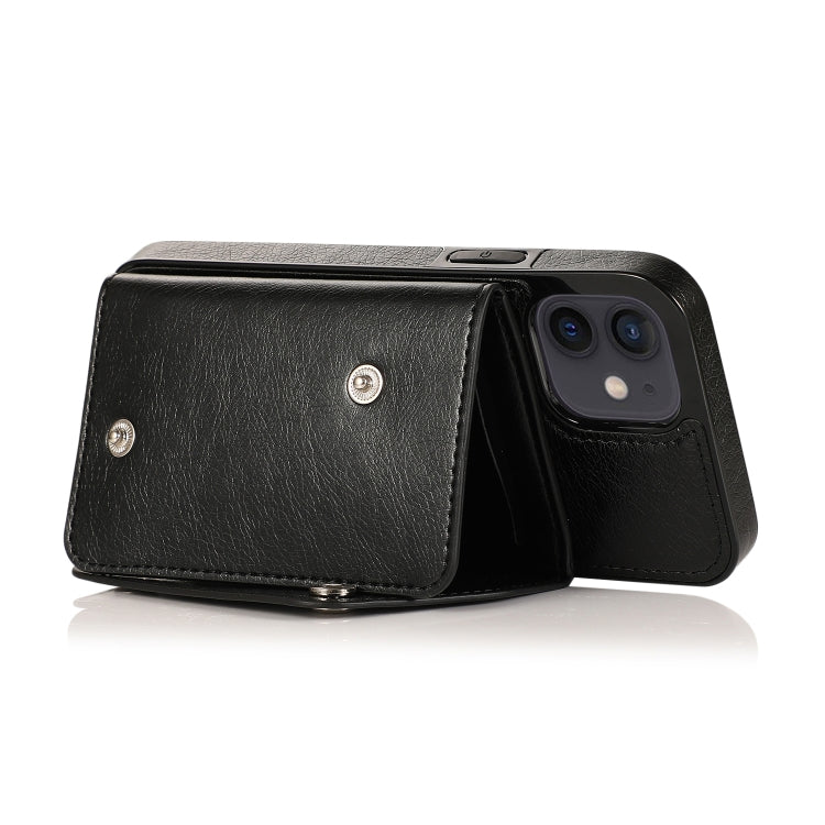 For iPhone 12 mini Shockproof PU + TPU Leather Case with Card Slots & Holder & Photo Frame & Wallet & Lanyard