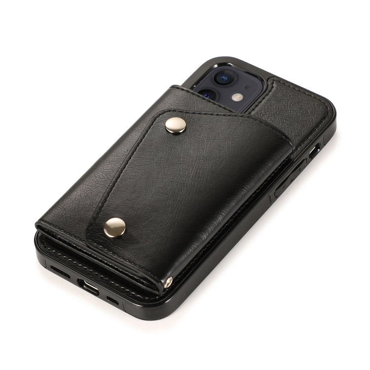 For iPhone 12 mini Shockproof PU + TPU Leather Case with Card Slots & Holder & Photo Frame & Wallet & Lanyard