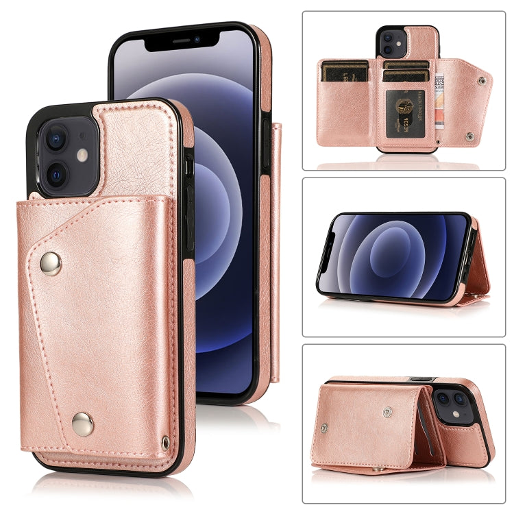 For iPhone 12 mini Shockproof PU + TPU Leather Case with Card Slots & Holder & Photo Frame & Wallet & Lanyard