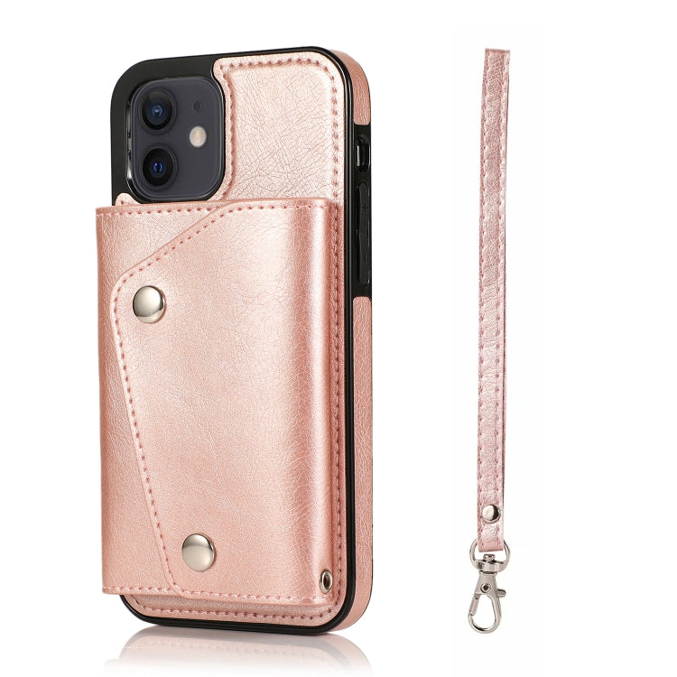 For iPhone 12 mini Shockproof PU + TPU Leather Case with Card Slots & Holder & Photo Frame & Wallet & Lanyard