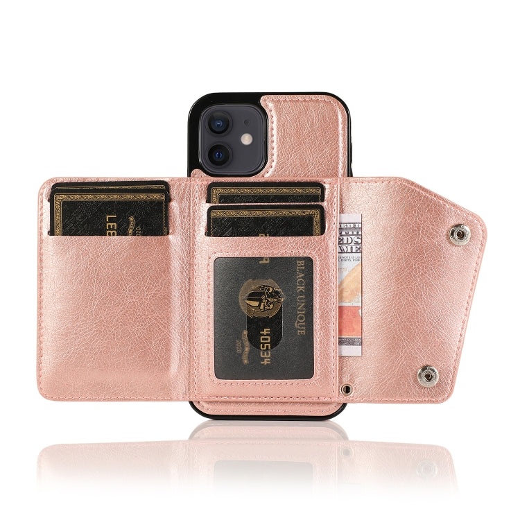 For iPhone 12 mini Shockproof PU + TPU Leather Case with Card Slots & Holder & Photo Frame & Wallet & Lanyard