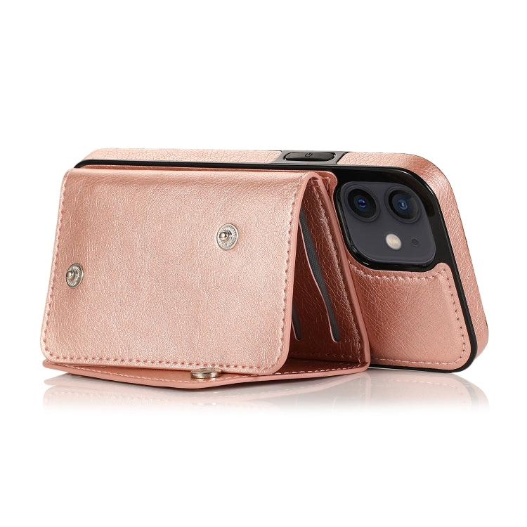 For iPhone 12 mini Shockproof PU + TPU Leather Case with Card Slots & Holder & Photo Frame & Wallet & Lanyard
