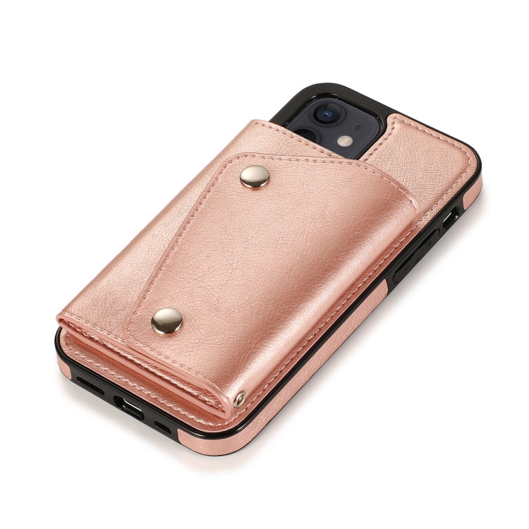 For iPhone 12 mini Shockproof PU + TPU Leather Case with Card Slots & Holder & Photo Frame & Wallet & Lanyard