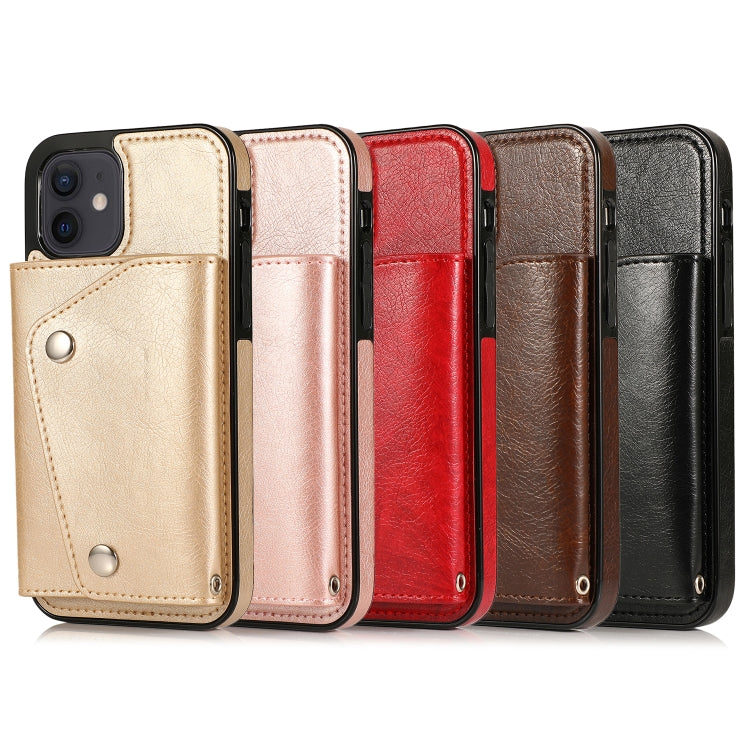 For iPhone 12 mini Shockproof PU + TPU Leather Case with Card Slots & Holder & Photo Frame & Wallet & Lanyard