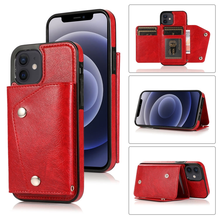 For iPhone 12 mini Shockproof PU + TPU Leather Case with Card Slots & Holder & Photo Frame & Wallet & Lanyard