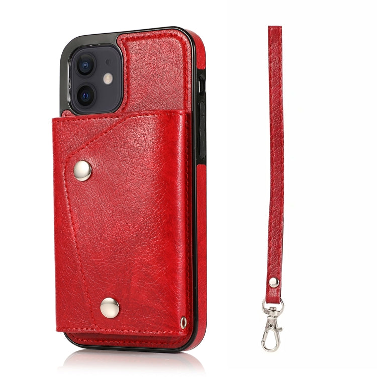 For iPhone 12 mini Shockproof PU + TPU Leather Case with Card Slots & Holder & Photo Frame & Wallet & Lanyard