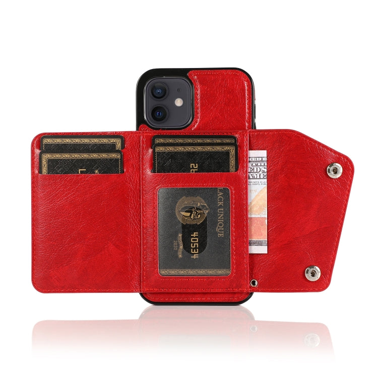 For iPhone 12 mini Shockproof PU + TPU Leather Case with Card Slots & Holder & Photo Frame & Wallet & Lanyard