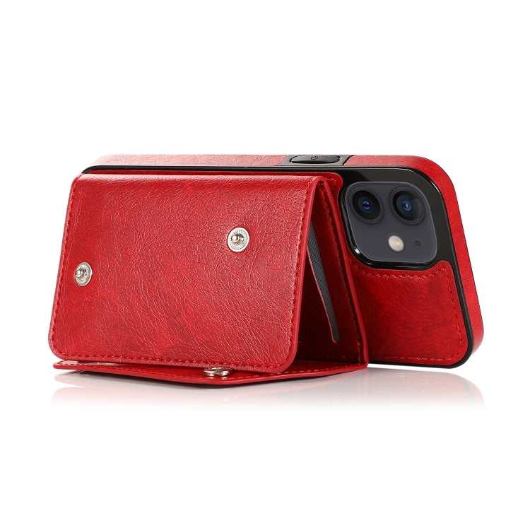 For iPhone 12 mini Shockproof PU + TPU Leather Case with Card Slots & Holder & Photo Frame & Wallet & Lanyard