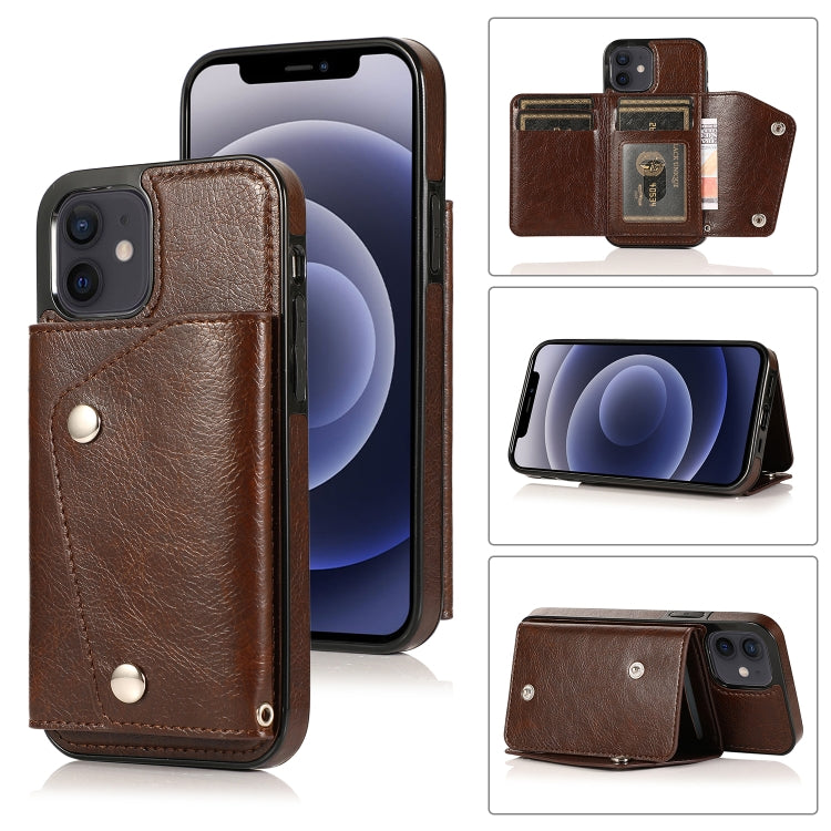 For iPhone 12 mini Shockproof PU + TPU Leather Case with Card Slots & Holder & Photo Frame & Wallet & Lanyard