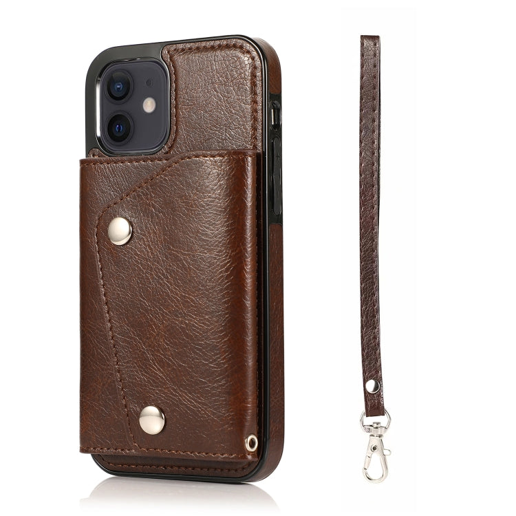 For iPhone 12 mini Shockproof PU + TPU Leather Case with Card Slots & Holder & Photo Frame & Wallet & Lanyard