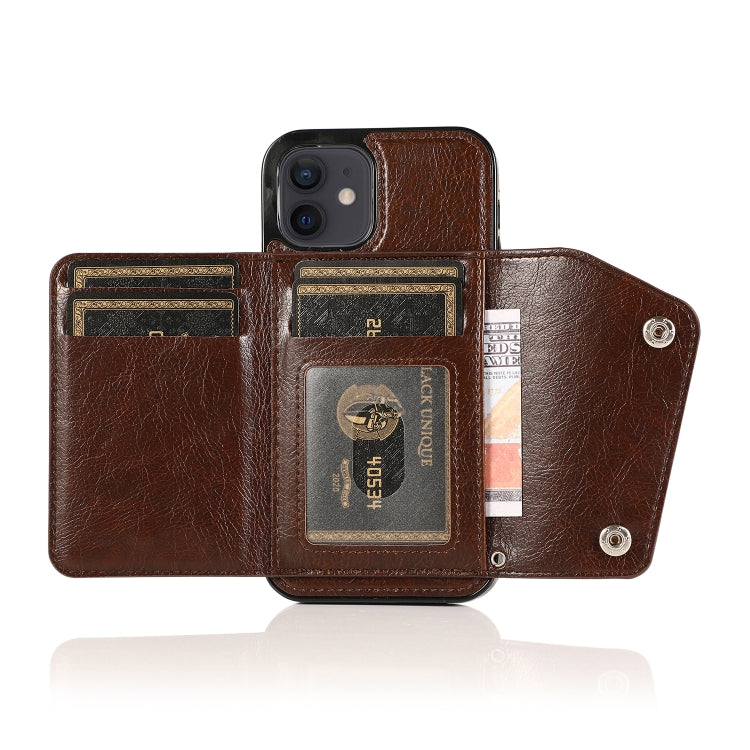 For iPhone 12 mini Shockproof PU + TPU Leather Case with Card Slots & Holder & Photo Frame & Wallet & Lanyard