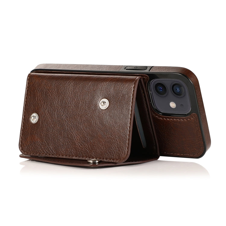 For iPhone 12 mini Shockproof PU + TPU Leather Case with Card Slots & Holder & Photo Frame & Wallet & Lanyard