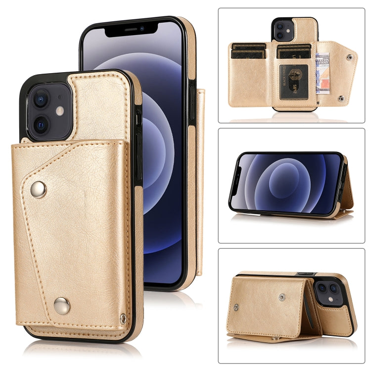 For iPhone 12 mini Shockproof PU + TPU Leather Case with Card Slots & Holder & Photo Frame & Wallet & Lanyard