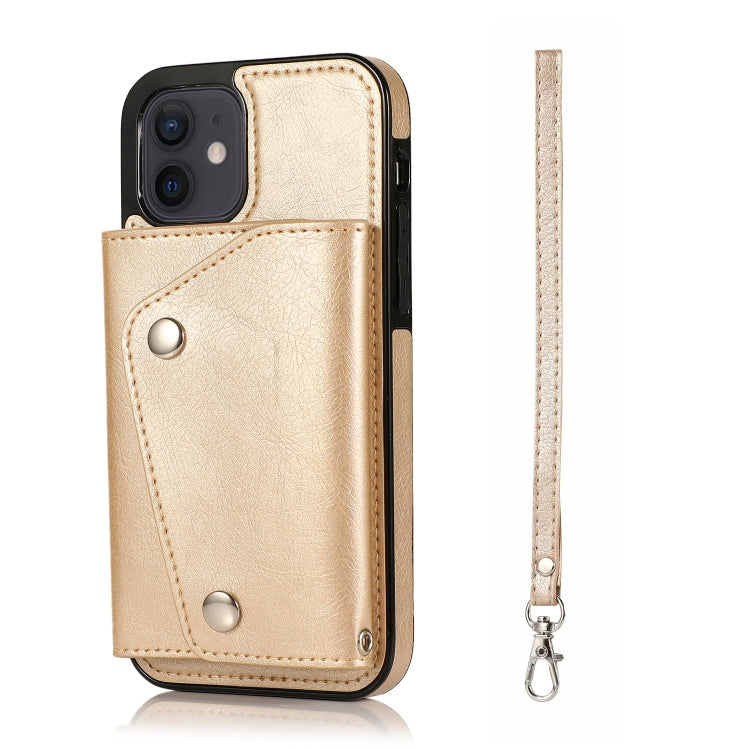 For iPhone 12 mini Shockproof PU + TPU Leather Case with Card Slots & Holder & Photo Frame & Wallet & Lanyard