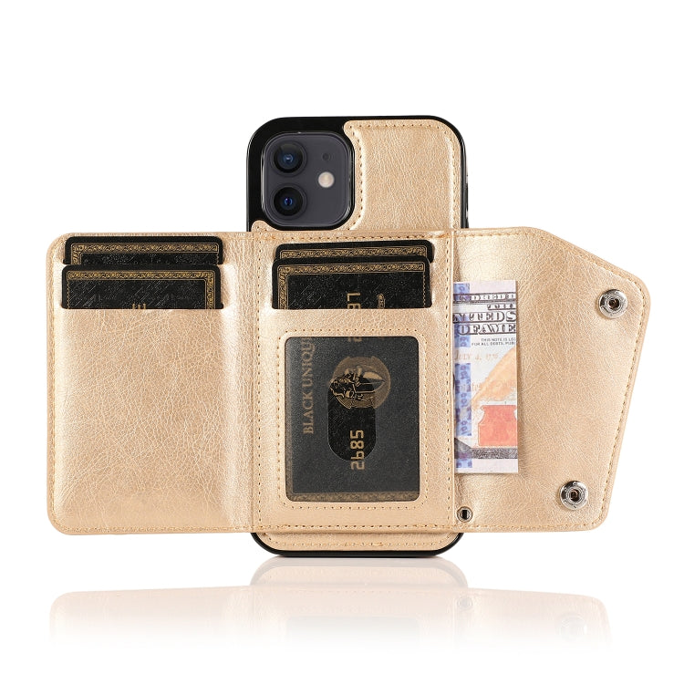 For iPhone 12 mini Shockproof PU + TPU Leather Case with Card Slots & Holder & Photo Frame & Wallet & Lanyard