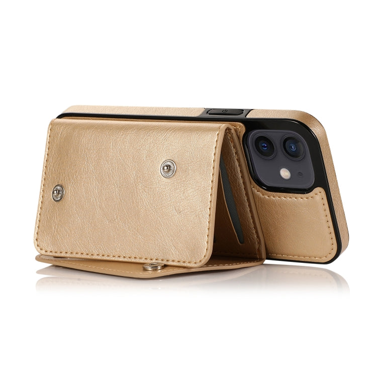 For iPhone 12 mini Shockproof PU + TPU Leather Case with Card Slots & Holder & Photo Frame & Wallet & Lanyard