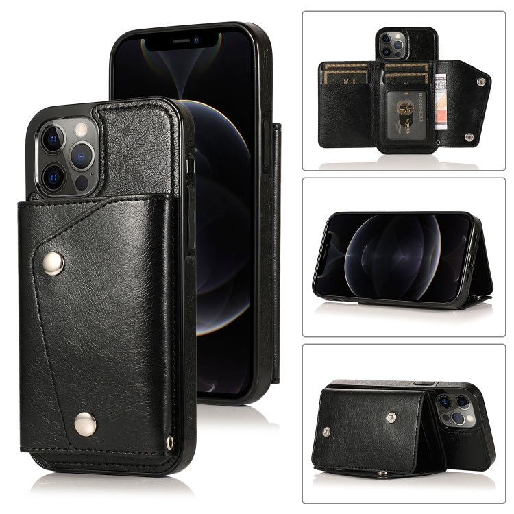 For iPhone 12 / 12 Pro Shockproof PU + TPU Leather Case with Card Slots & Holder & Photo Frame & Wallet & Lanyard