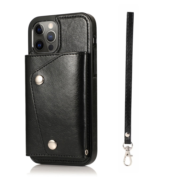 For iPhone 12 / 12 Pro Shockproof PU + TPU Leather Case with Card Slots & Holder & Photo Frame & Wallet & Lanyard